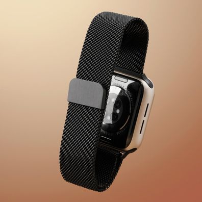 Precorn Ersatzarmband schwarz UNISEX mit Magnet für Apple Watch 8/7/6/5/4/3/2/1/ SE