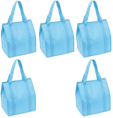 5 x Kühltasche Groß Einkaufstasche 35x25x38 Reißverschluss Stoffbeutel Hellblau