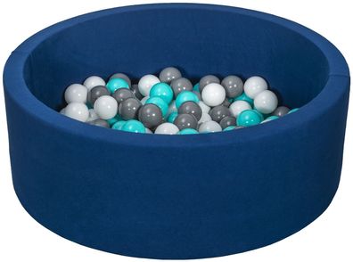 Bällebad – 150 Bälle – Marineblau – rundes Bällebad – 90 x 30 cm – weiße, graue,