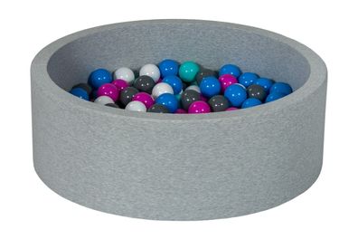 Bällebad 90 cm mit 150 Bällen weiß, blau, lila, grau & türkis