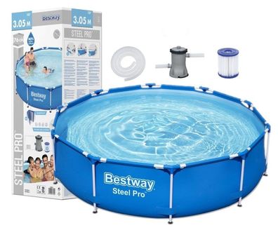 Bestway Steel Pro Aufstellpool 305 x 76 cm + Pumpe – Blau
