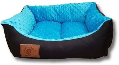 Hundebett - S - kleiner Hund - 50 x 40 cm - blauer Minky-Punkt - Hundebett