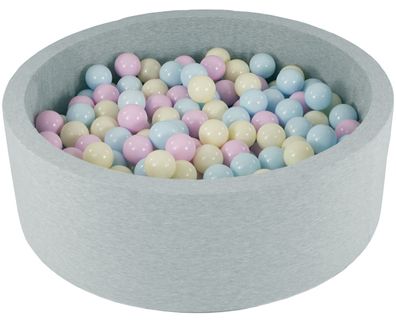 Bällebad – 450 Bälle – rund – Bällebad 90 x 30 cm – rosa, blaue, gelbe (Pastell)