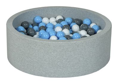 Bällebad - 300 Bälle - rund - 90x30 cm Bällebad - weiße, babyblaue, graue Bälle