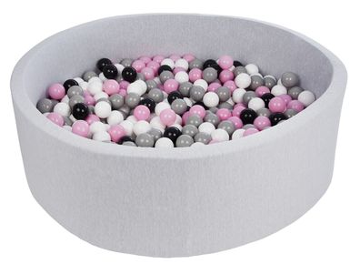 Bällebad 125 cm mit 600 Bällen schwarz, weiß, helllila & grau
