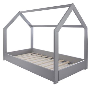Holzbett - Hausbett - Modernes Kinderbett - 160x80cm - grau