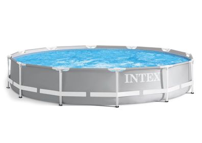 INTEX Pool mit Pumpe - rund - 366 cm - oberirdischer Pool - grau