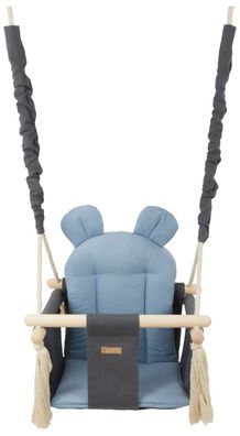 Babyschaukel - Babyschaukel - mit Ohren - max. 20 kg - grau, hellblau