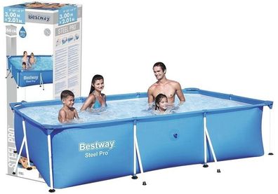 Bestway Aufstellpool 300 x 201 x 66 cm – Rechteckiger Gartenpool