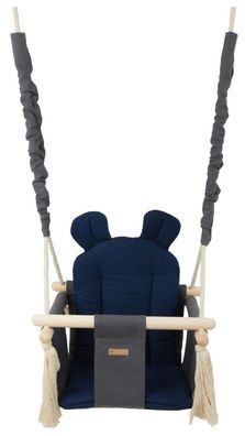 Babyschaukel - Babyschaukel - mit Ohren - max. 20 kg - grau, marineblau