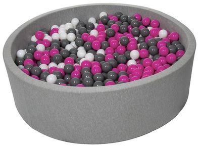 Bällebad 125 cm mit 1200 Bällen weiß, lila & grau