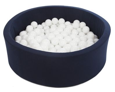 Bällebad – 300 Bälle – Marineblau – rundes Bällebad – 90 x 30 cm – weiße Bälle