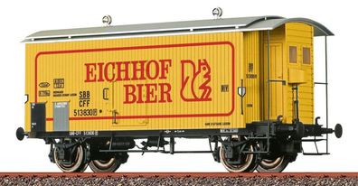 Brawa 47887 gedeckter Güterwagen K2 "eichhof Bier" der SBB in Epoche III