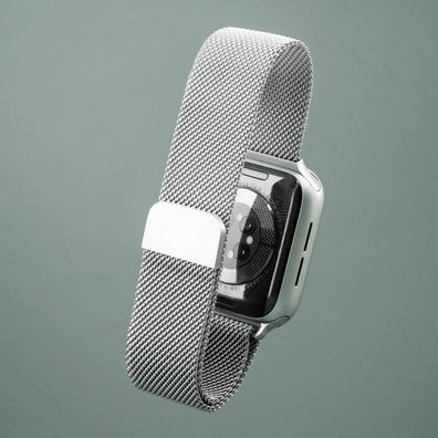 Precorn Ersatzarmband in silber UNISEX mit Magnet für Apple Watch 8/7/6/5/4/3/2/1/ SE