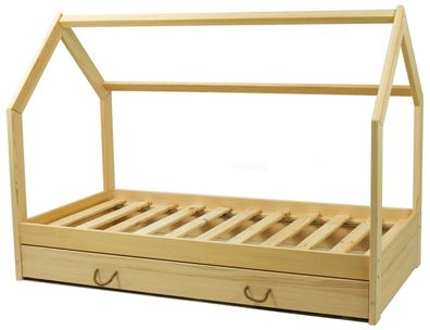 Massivholz Kinderbett - Skandinavischer Stil - Hausbett - 160x80cm - Holz