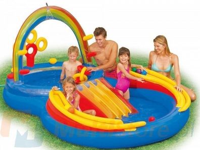 Intex Spielbecken Rainbow 297 x 193 x 135 cm – Aufblasbares Planschbecken