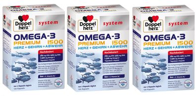 Doppelherz System OMEGA-3 Konzentrat 1500 mg 3x120 Kapseln Nahrungsergänzungsmittel