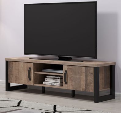TV Lowboard Fernseher Unterschrank Eiche schwarz modern mit Stauraum166 cm Emile