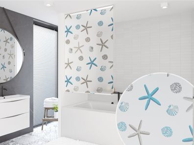 Basic Duschrollo 160x240 cm Modell Oceanic weiss blau braun Duschvorhang!