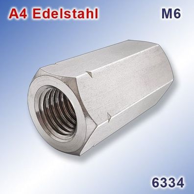 Sechskantmutter M6 3xd DIN 6334 | A4 Edelstahl | Hexagon Nuts | Stainless Steel 316