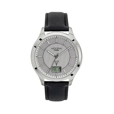 ADORA Funk Solar Armbanduhr Ø 43mm Edelstahl Lederband schwarz 10Bar