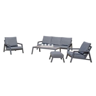 Sonnenpartner 5-teilige Lounge-Sitzgruppe Empire mit Tisch Aluminium anthrazit mit K