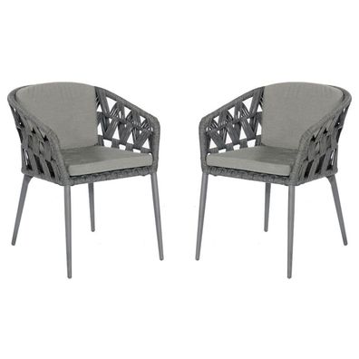 Sonnenpartner 2er-Set Gartensessel Fairmont Aluminium mit Polyrope schwarzgrau Garte