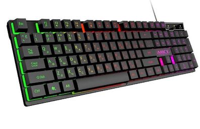 Kabelgebundene RGB-Gaming-Tastatur mit Hintergrundbeleuchtung USB, 104-Tastenkappen