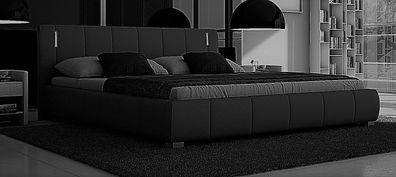 Bett Luna 180 cm schwarz LED Polsterbett Doppelbett Bettgestell