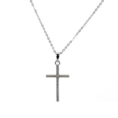 Kabelkette Kette Halskette Anhänger Kreuz Zirkon 925 Sterling Silber Dame/ Herren