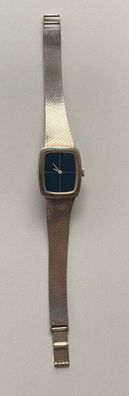 Antike Uhr Damen - 800er Silber - Handaufzug - blaues Ziffernblatt - Werk läuft