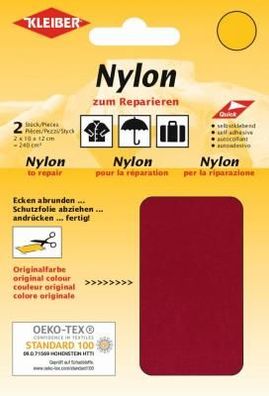 Nylon-Flicken 2x 10x12cm rot 14 Kleber
