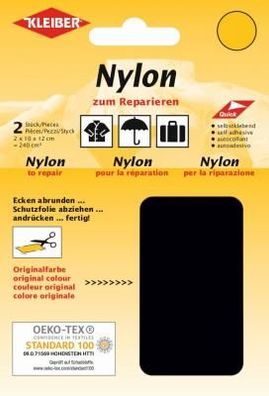 Nylon-Flicken 2x 10x12cm schwarz 2 Kleiber
