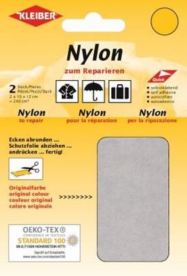 Nylon-Flicken 2x 10x12cm hellgrau 5 Kleiber