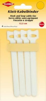 Kabelbinder, Klett 4 x 12,5 cm weiß 6 Kleiber