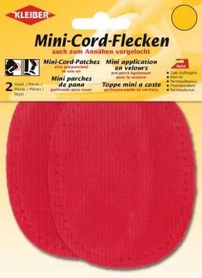 Fein-Cord-Flecken Mini 2x 11x8,5cm rot 14 Kleiber