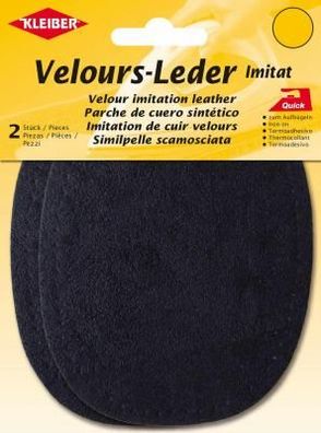 Velours-Bügelflecken oval 2x 13x10cm dunkelblau 1 Kleiber
