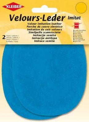 Velours-Leder-Imitat klein 2x 13x10cm mittelblau 8 Kleiber