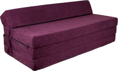 Faltbare Matratze mit Kissen – Waschbarer Bezug – 200 cm x 120 cm x 10 cm – Violett