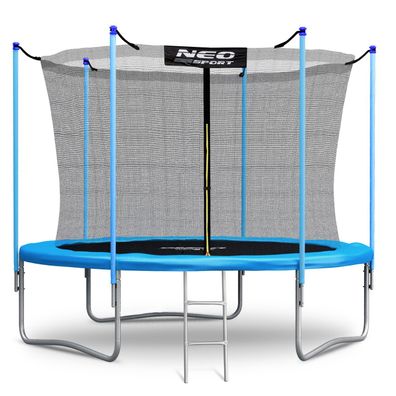 Trampolin - 252 cm - blau - mit Leiter und Innenrandnetz - bis 120 kg