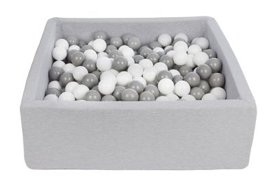 Quadratisches Bällebad 90x90 cm mit 450 Bällen weiß & grau