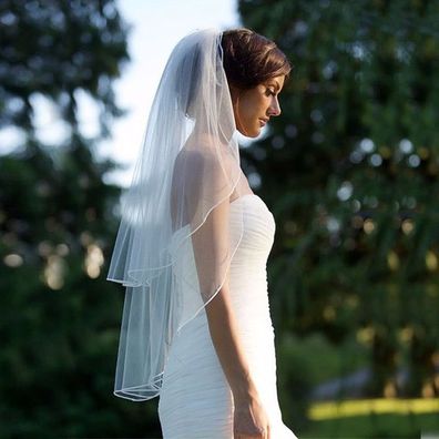 Zweilagiger Schleier mit Kamm, weicher Tüll kurze Brautschleier für Frauen