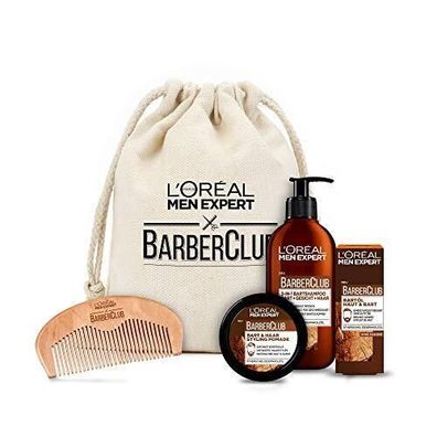L‘Oreal Men Expert Barber Club Premium Pflege-Geschenkset Pomade Bartöl Bartkamm