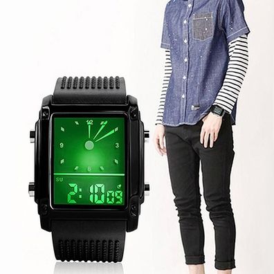 Unisex Dual Display LCD-Alarm & Chronograph Sport wasserdichte Uhr
