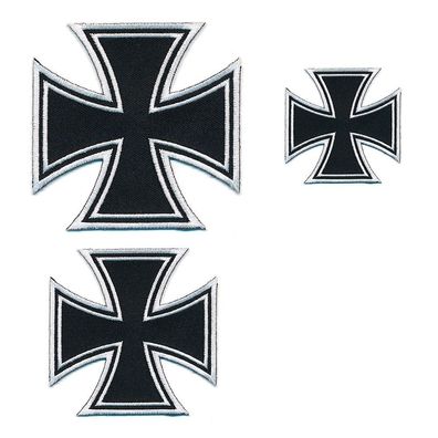 3 Malteserkreuze Kreuze Biker Patches Edel Gothic Aufnäher Aufbügler Set 0493