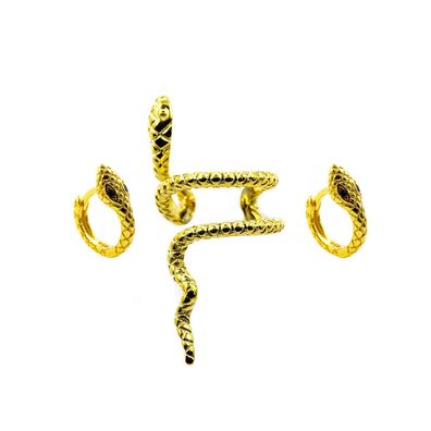 Ohrring Ohrclip 925 Sterling Silber 18k Gold beschichtet Gold Snake Schlange