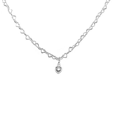 Herz Kette Halskette 3,2 mm mit Anhänger Silberherz 925 Sterling Silber Damen