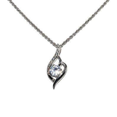 Diamond-Cut Kette Halskette 1,2 mm Water Drop CZ Steine 925 Sterling Silber