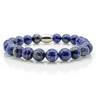 Lapislazuli Armband Bracelet Perlenarmband Damen Herren blau 8mm Edelstahl Perle