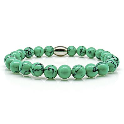 Türkis Armband Bracelet Perlenarmband Damen Herren grün 8mm Edelstahl Perle